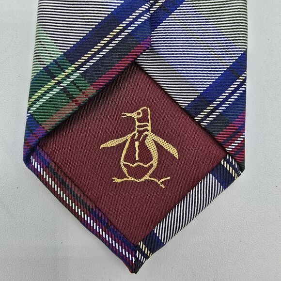 Men's Necktie New Green Blue Striped Penguin by Munsingwear Size 60 By 2.5 Inch - Picture 6 of 7